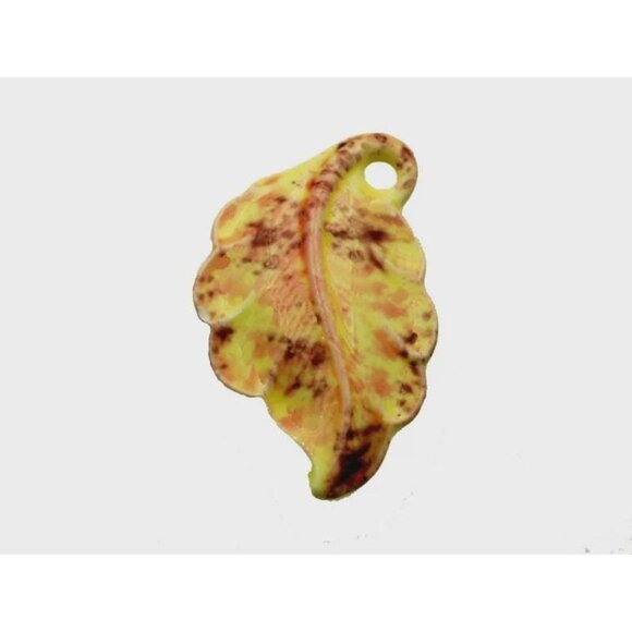 Vintage Handpainted Ceramic Leaf Pendant - Picture 2 of 5